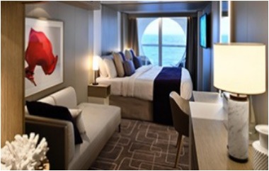 Cabine de luxe avac vue par hublot et véranda - Voyage Vasco
